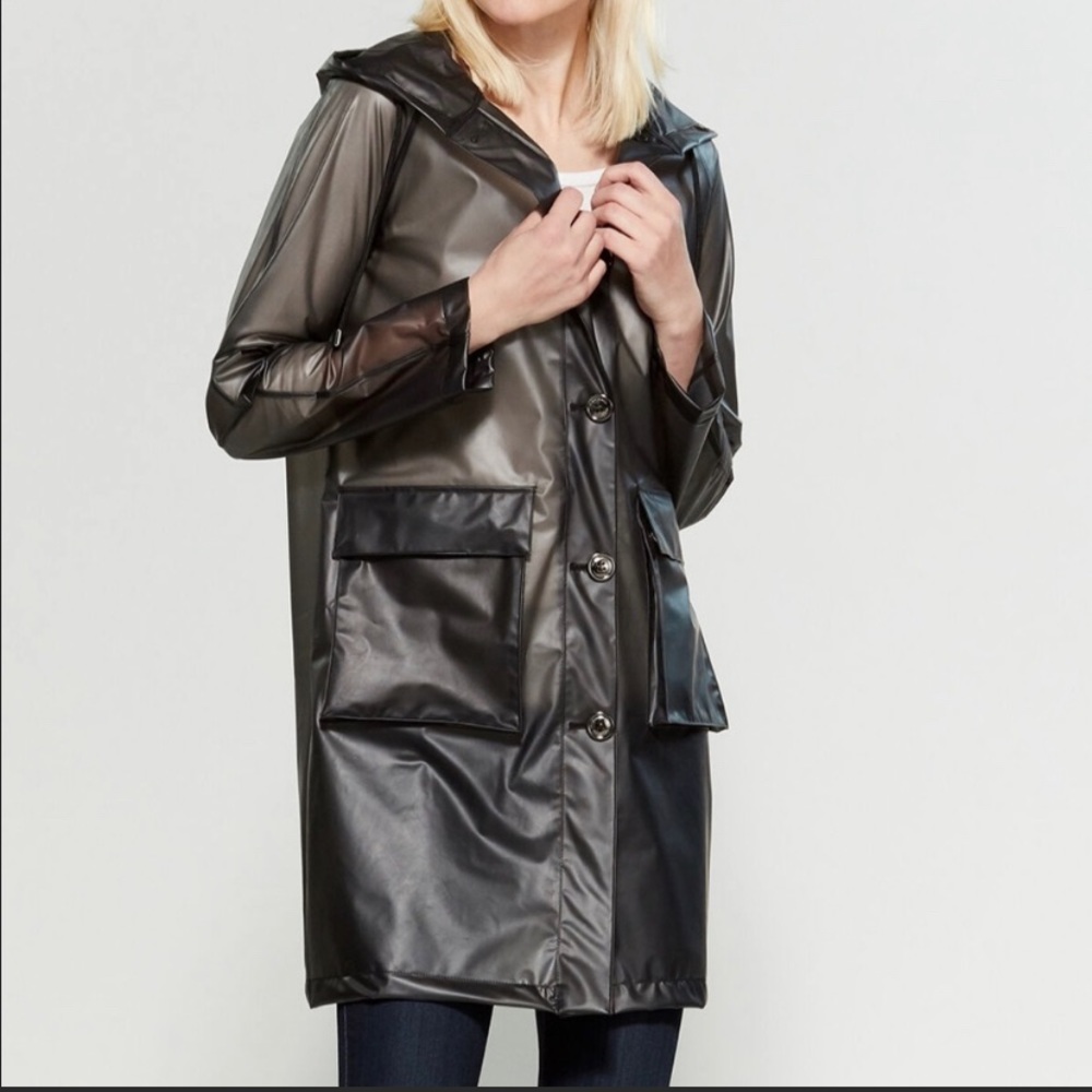 BCBGeneration Black Hooded Rain Jacket - M
